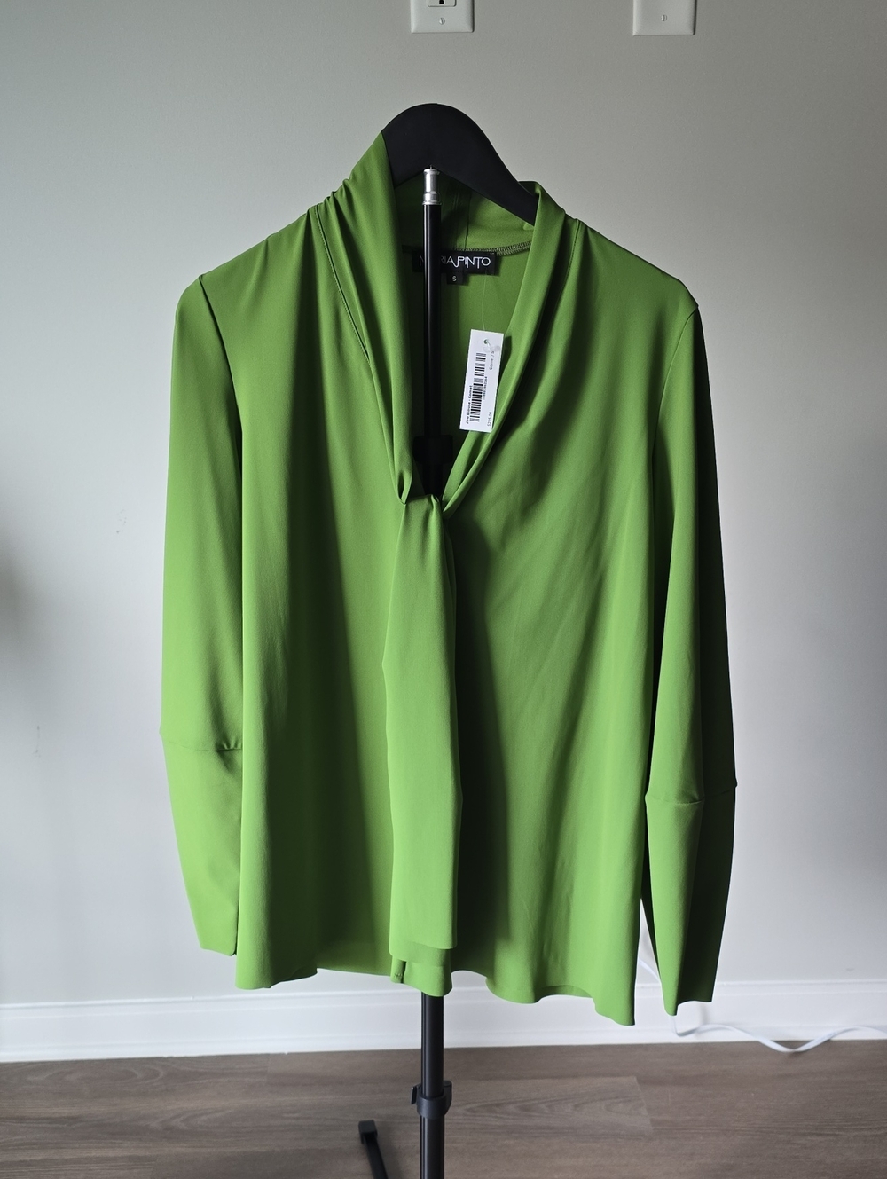 New Maria Pinto Jiro Tie-Neck Blouse Comet Green S